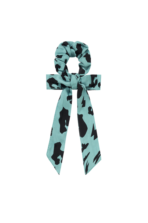Khaki with Black Leopard Bow Scrunchie