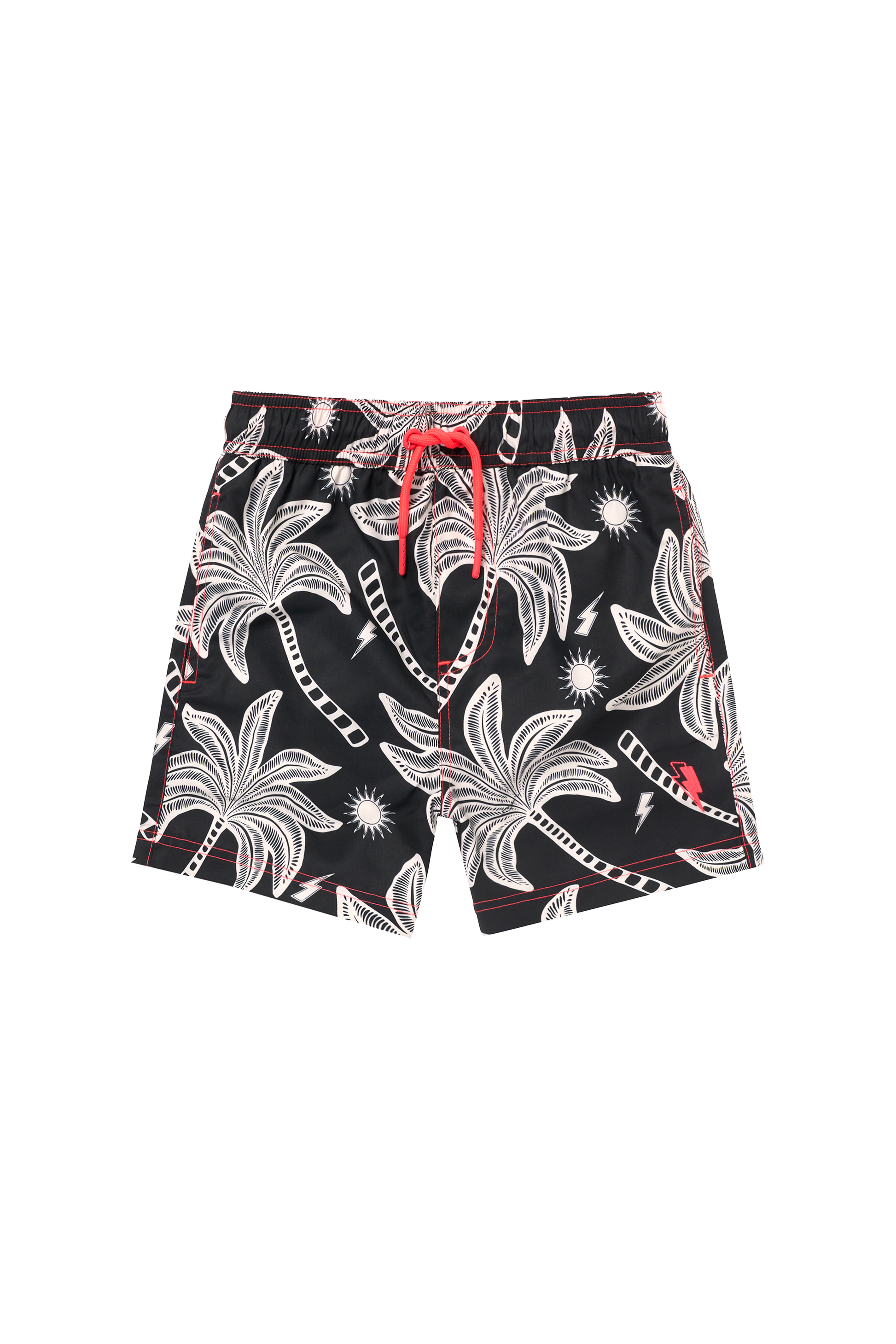 Kids Black with Off White Palm Spring Swim Shorts