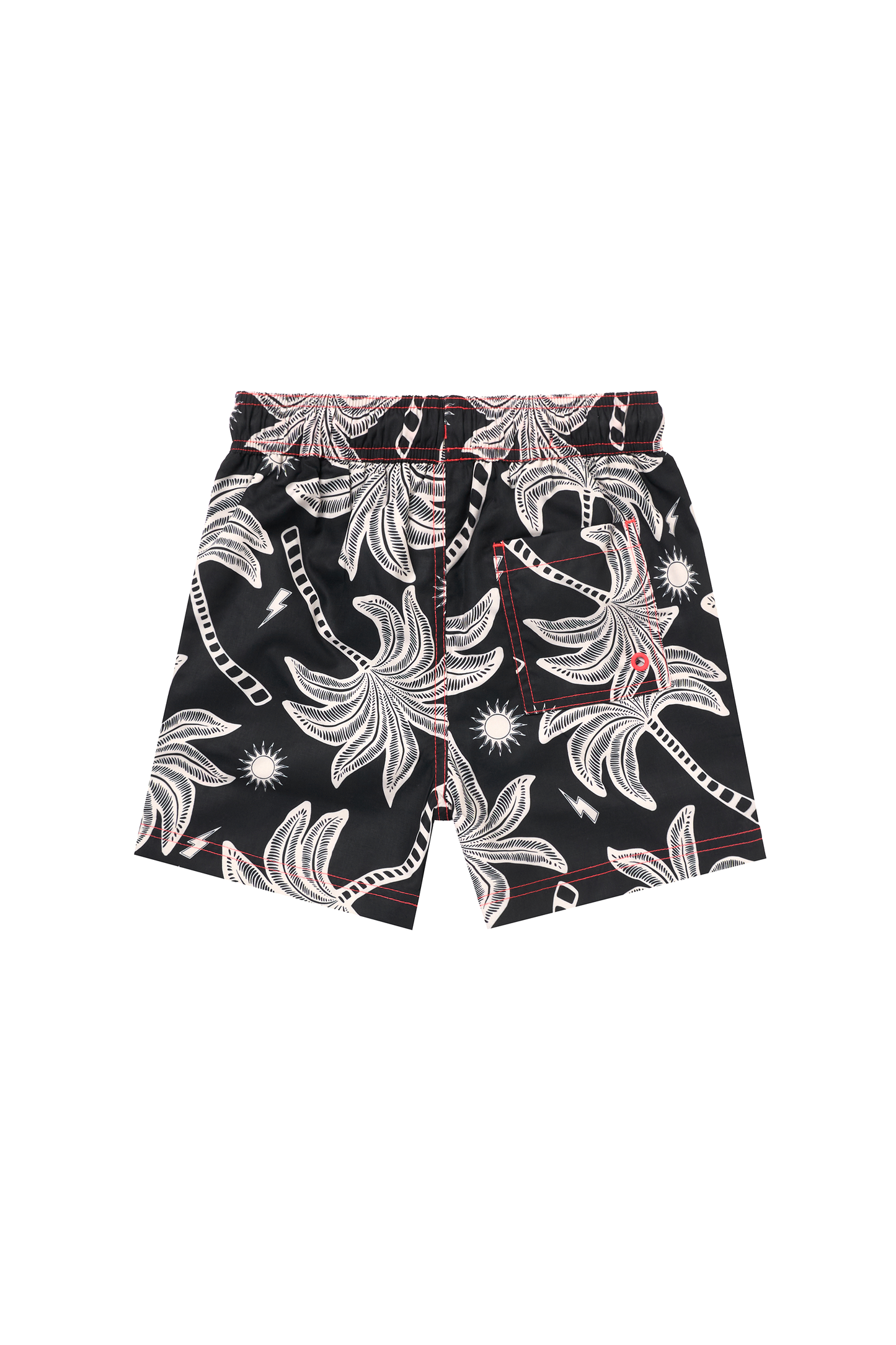 Kids Black with Off White Palm Spring Swim Shorts