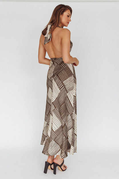 Kailie Halterneck Midi Dress Crosshatch Olive