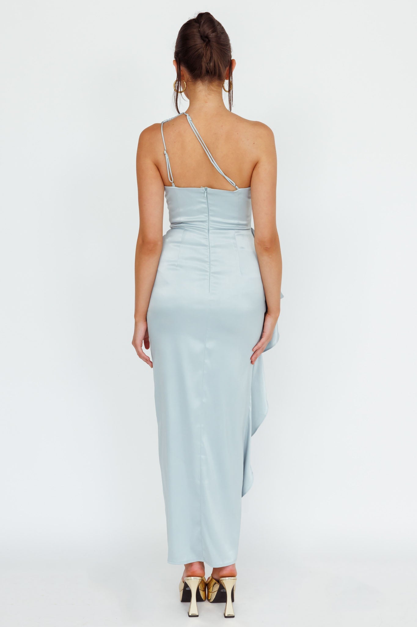 Kamillia One-Shoulder Split Midi Dress Pistachio