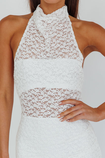 Tokyo Dreams Lace Halter Maxi Dress White