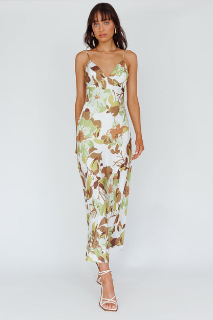 Egypt Cami Strap Maxi Dress Print Green