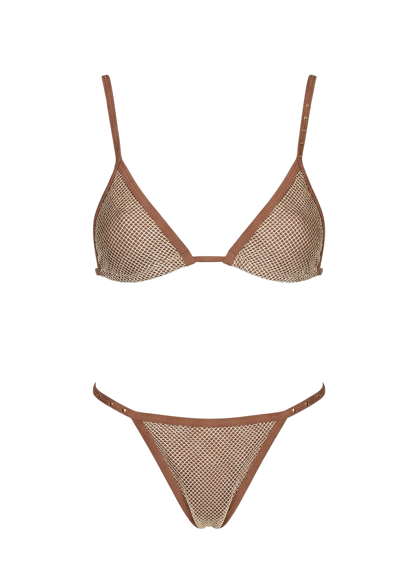Calm Tide Triangle Bikini Top Brown