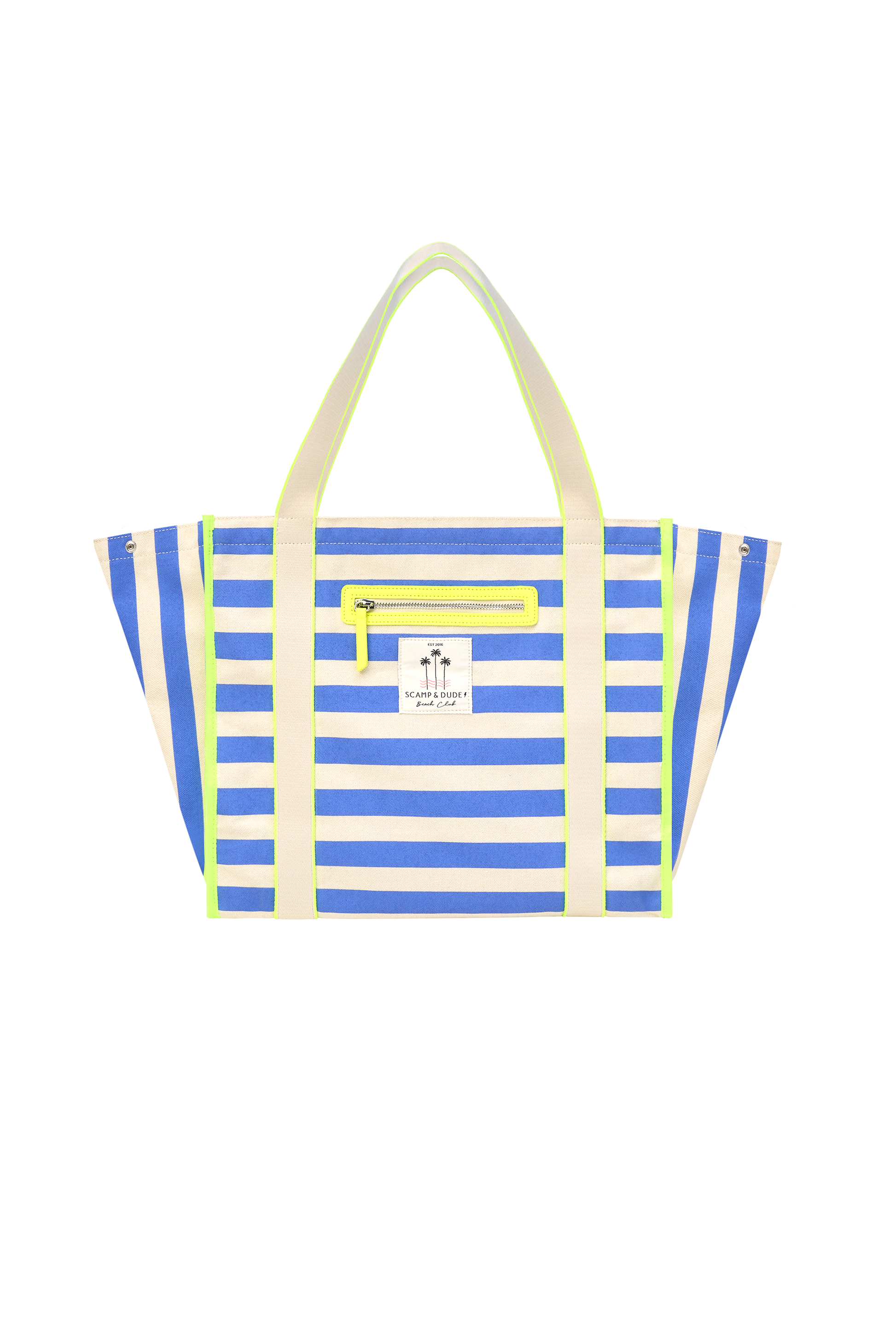 Blue and Ivory Stripe Canvas Tote Bag