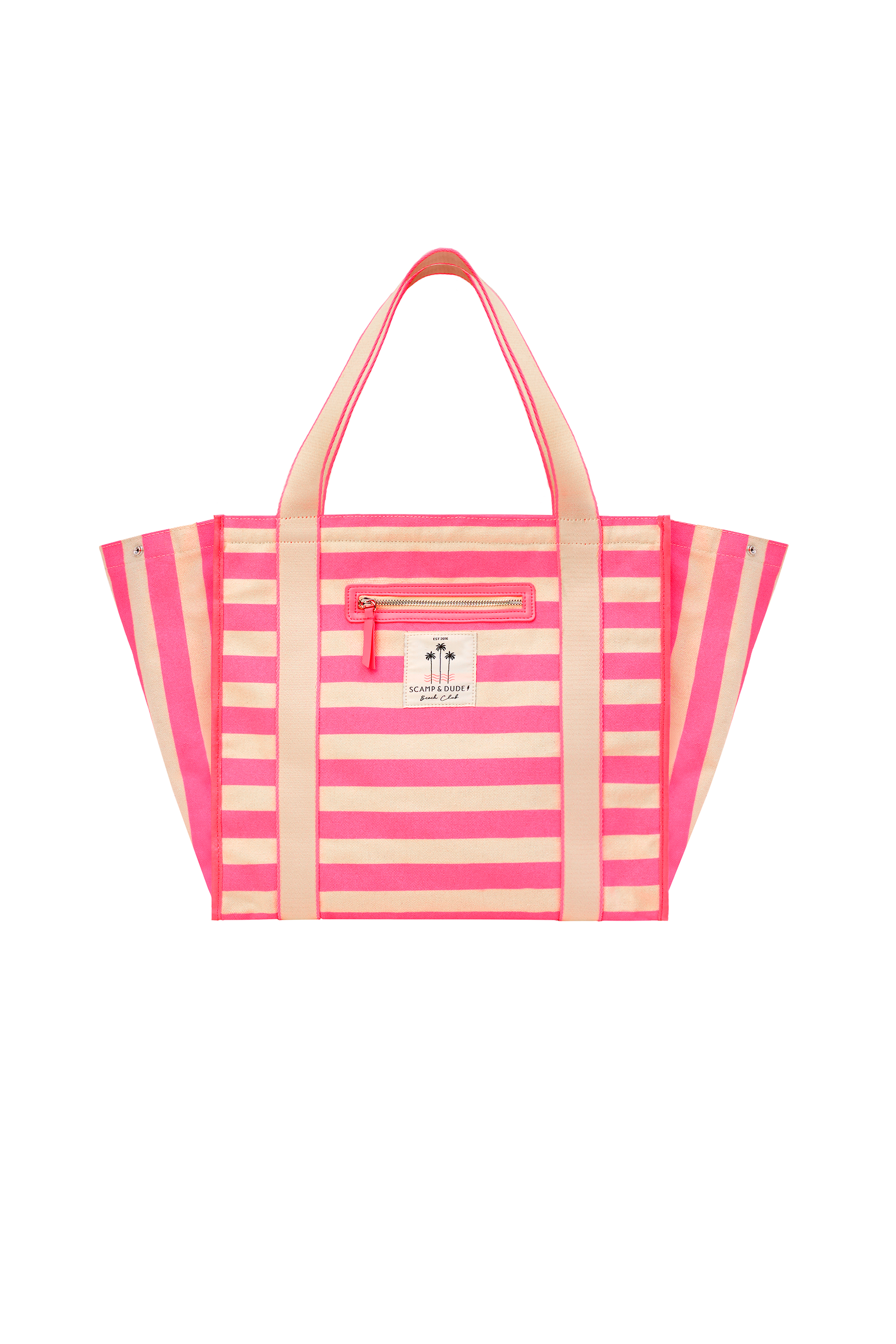 Pink and Ivory Stripe Canvas Tote Bag
