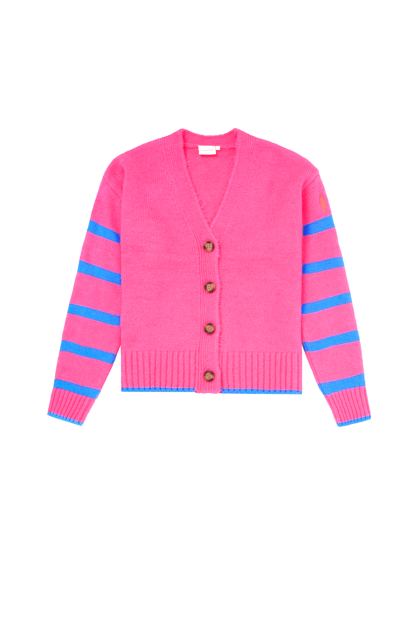 Neon Pink with Blue Stripe Cardigan