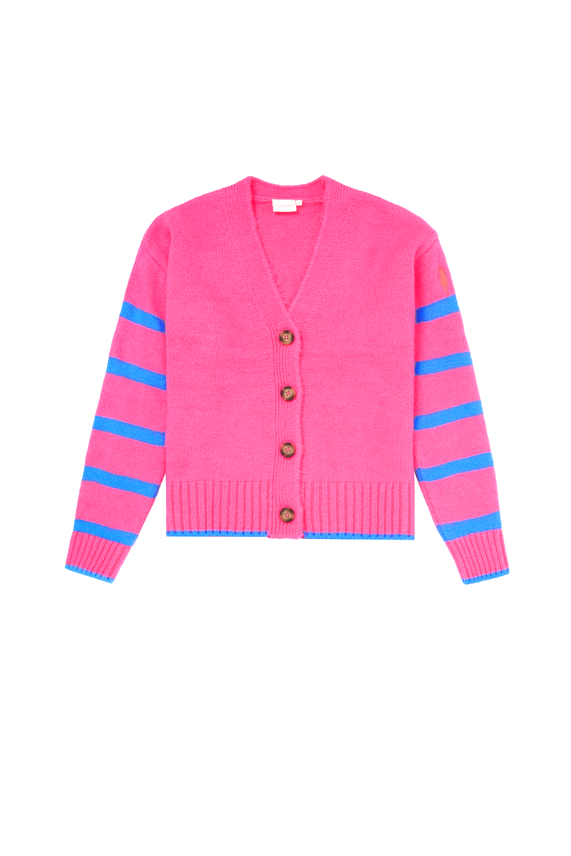 Neon Pink with Blue Stripe Cardigan