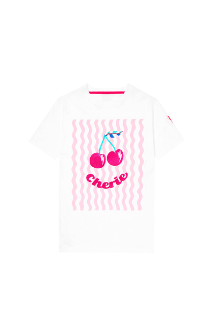 White Cherry Print T-Shirt