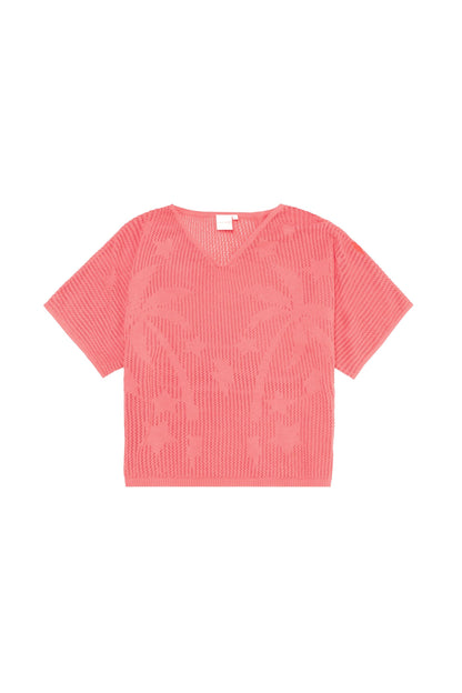 Coral Palm Knitted Crochet Jumper