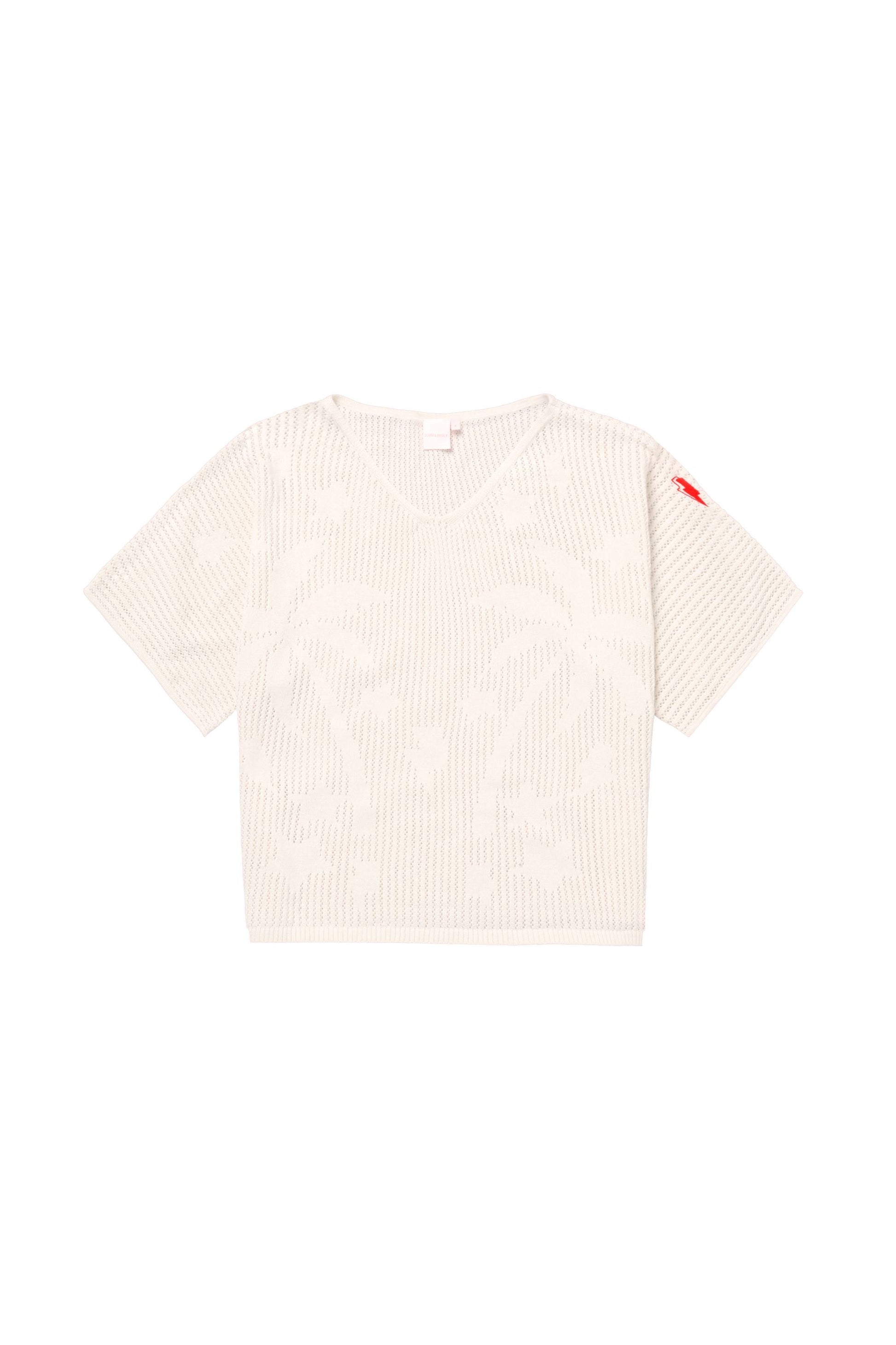 Cream Palm Knitted Crochet Jumper