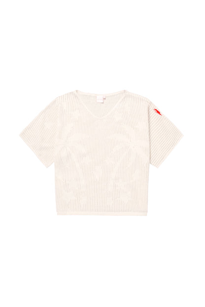 Cream Palm Knitted Crochet Jumper