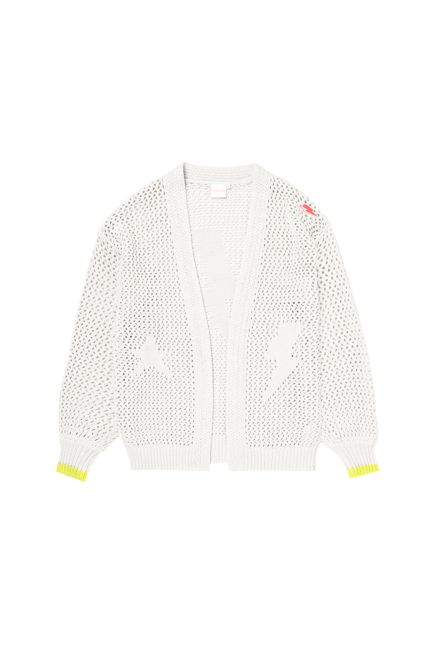 Cream Star and Lightning Bolt Knitted Crochet Cardigan