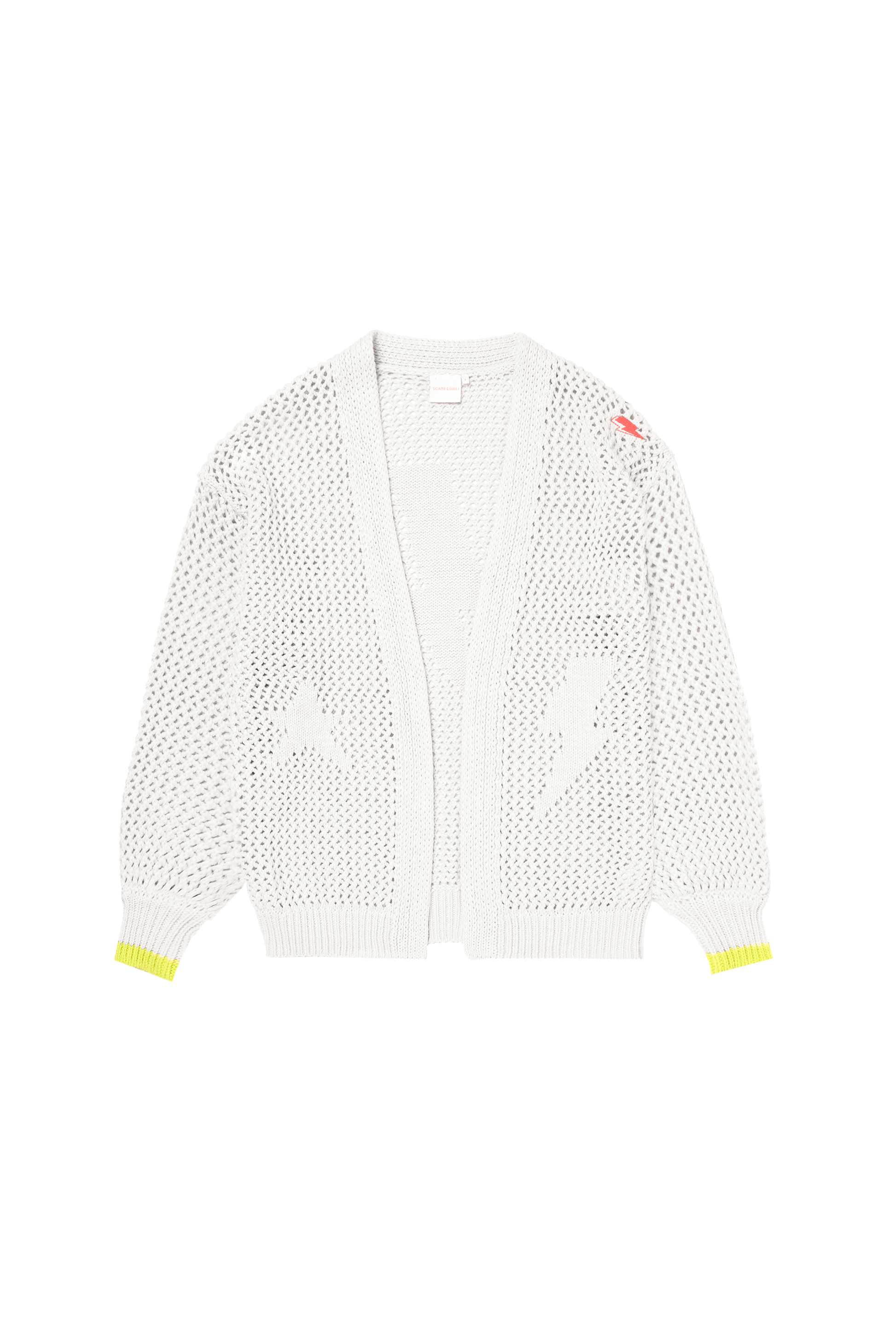 Cream Star and Lightning Bolt Knitted Crochet Cardigan