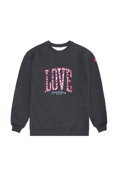 Dark Grey Love Cheetah Oversized Sweatshirt