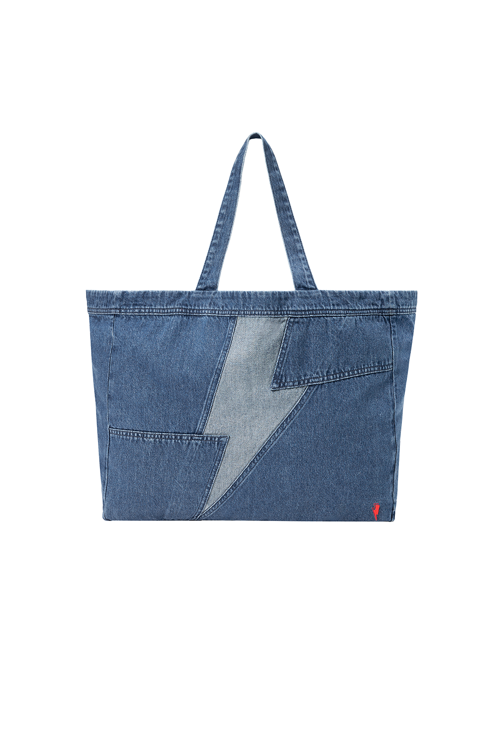 Authentic Indigo Patchwork Bolt Denim Tote Bag