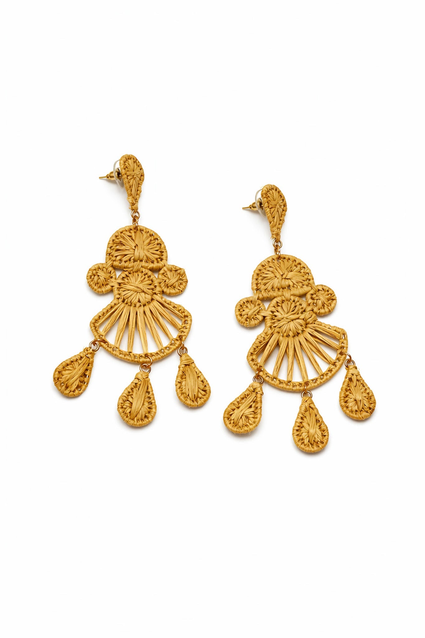 Joshua Tree Raffia-Wrapped Chandelier Earrings