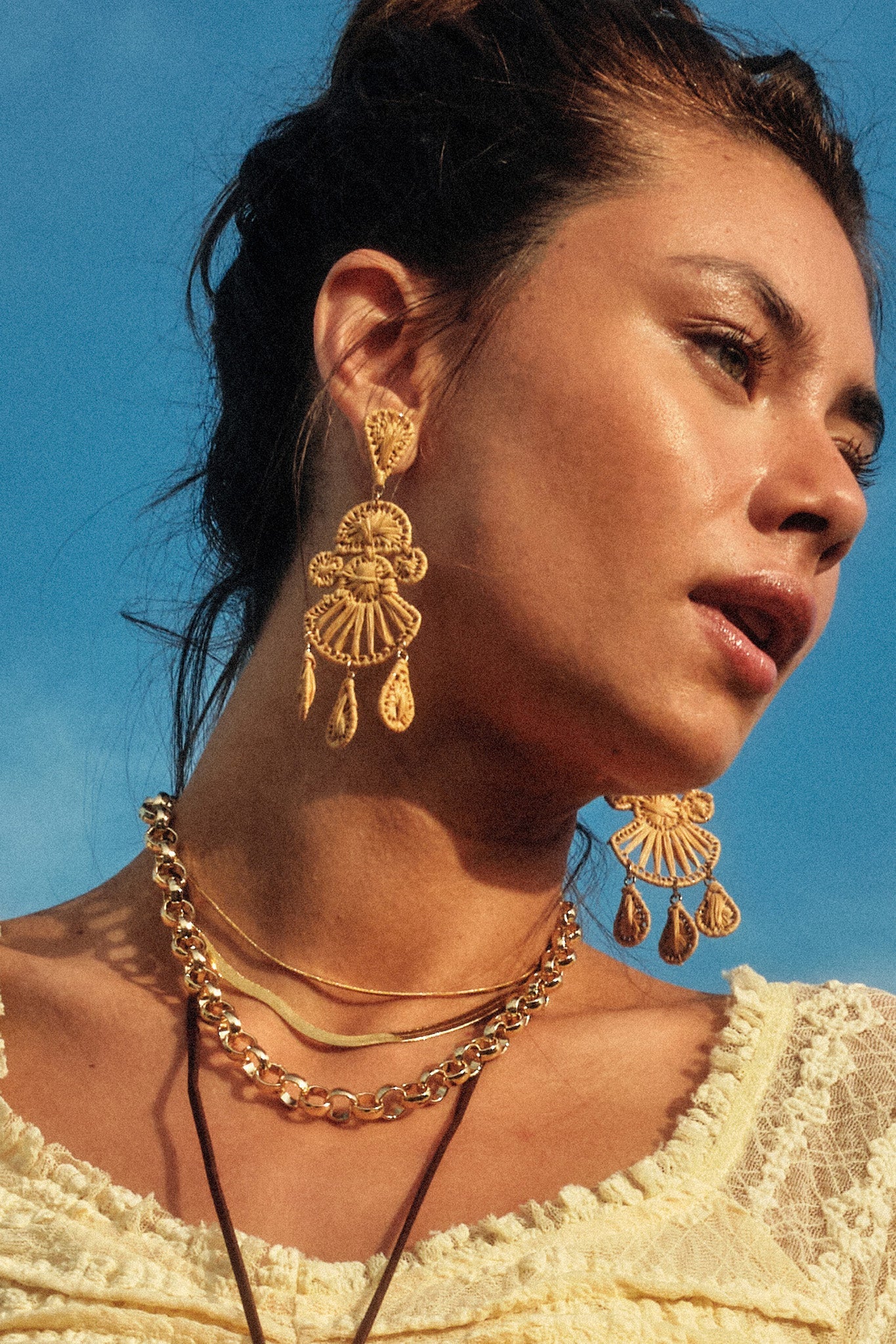 Joshua Tree Raffia-Wrapped Chandelier Earrings