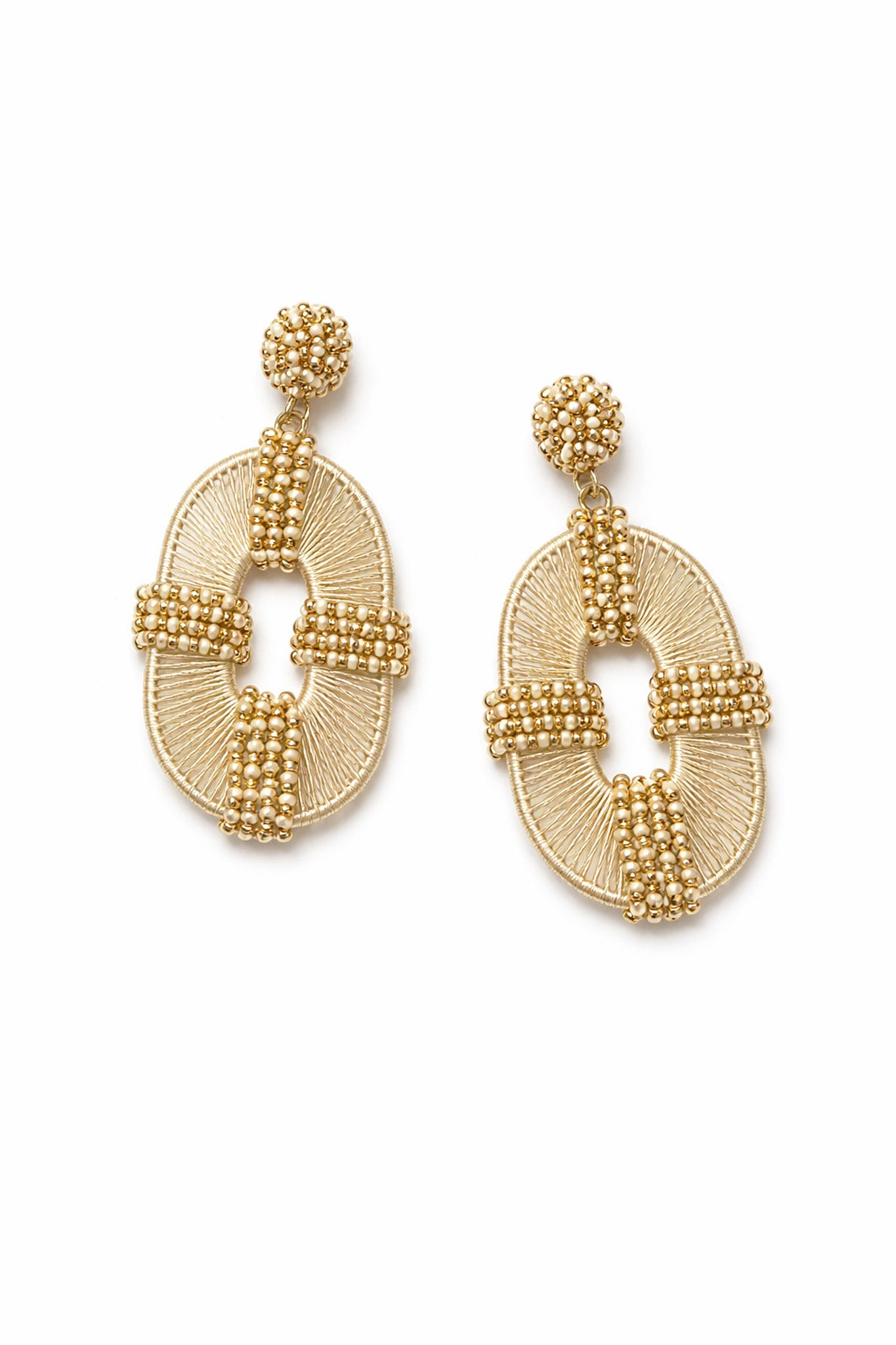 Sonoma Beaded Raffia-Wrapped Drop Earrings