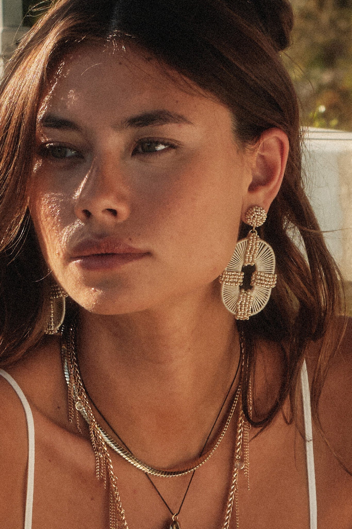 Sonoma Beaded Raffia-Wrapped Drop Earrings