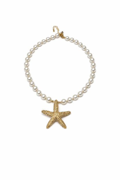Monterey Gold Starfish Beaded Necklace