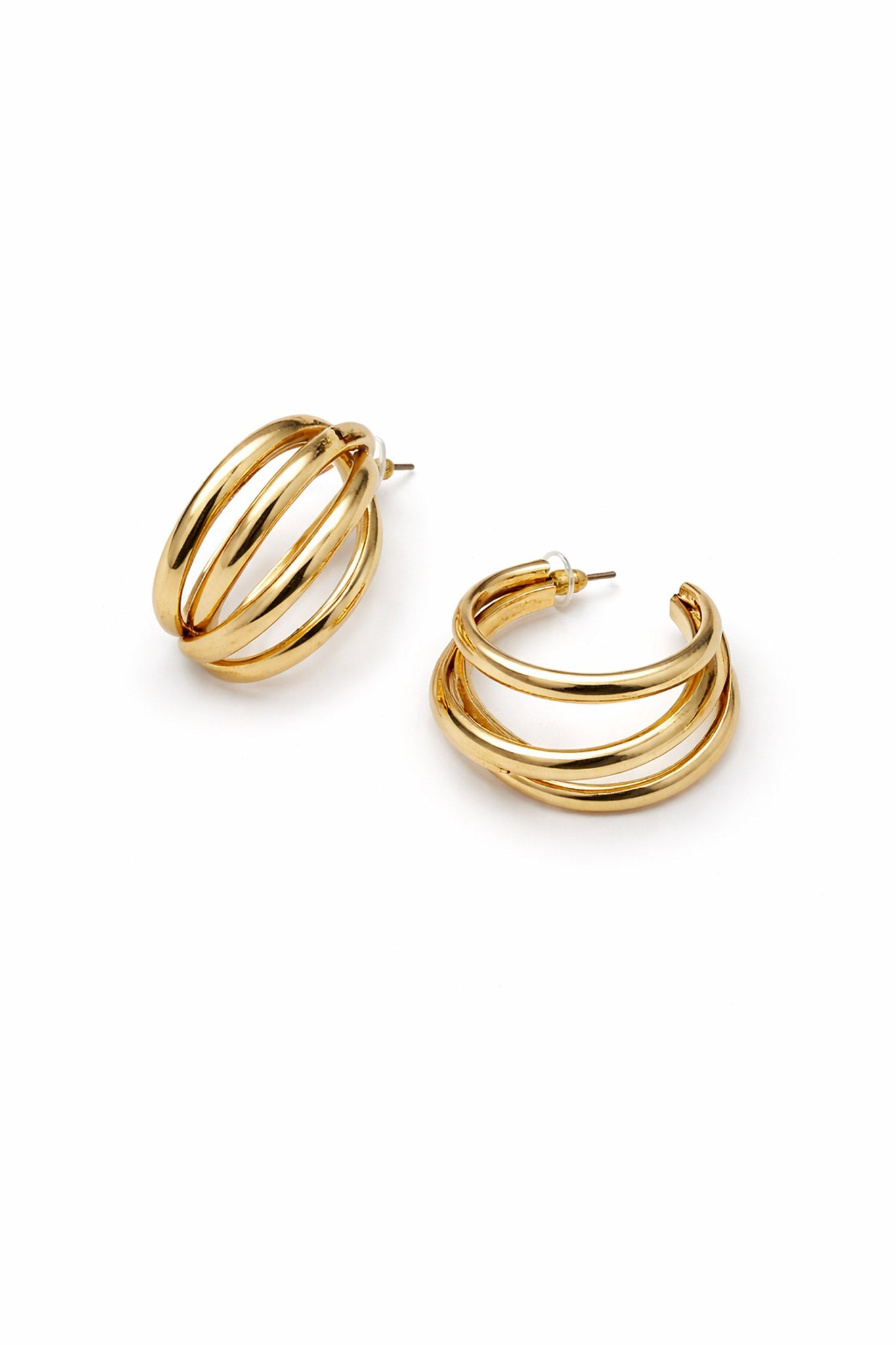 Roxbury Triple Layered Gold Hoop Earrings