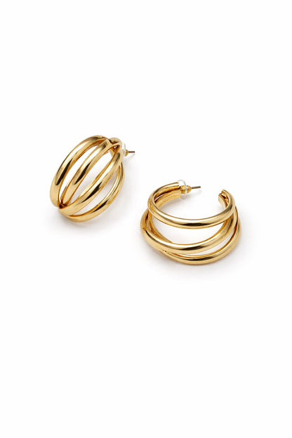 Roxbury Triple Layered Gold Hoop Earrings