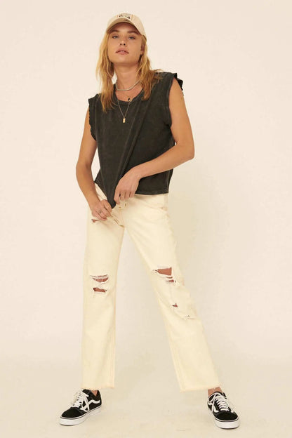 At Ease Sleeveless Vintage-Wash Tee