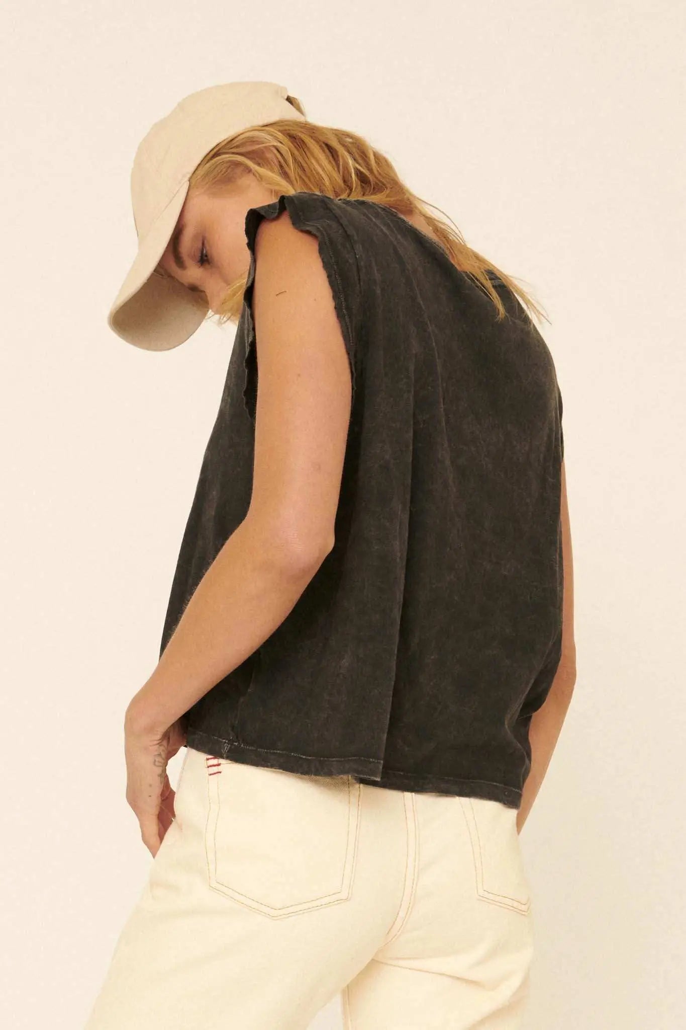 At Ease Sleeveless Vintage-Wash Tee