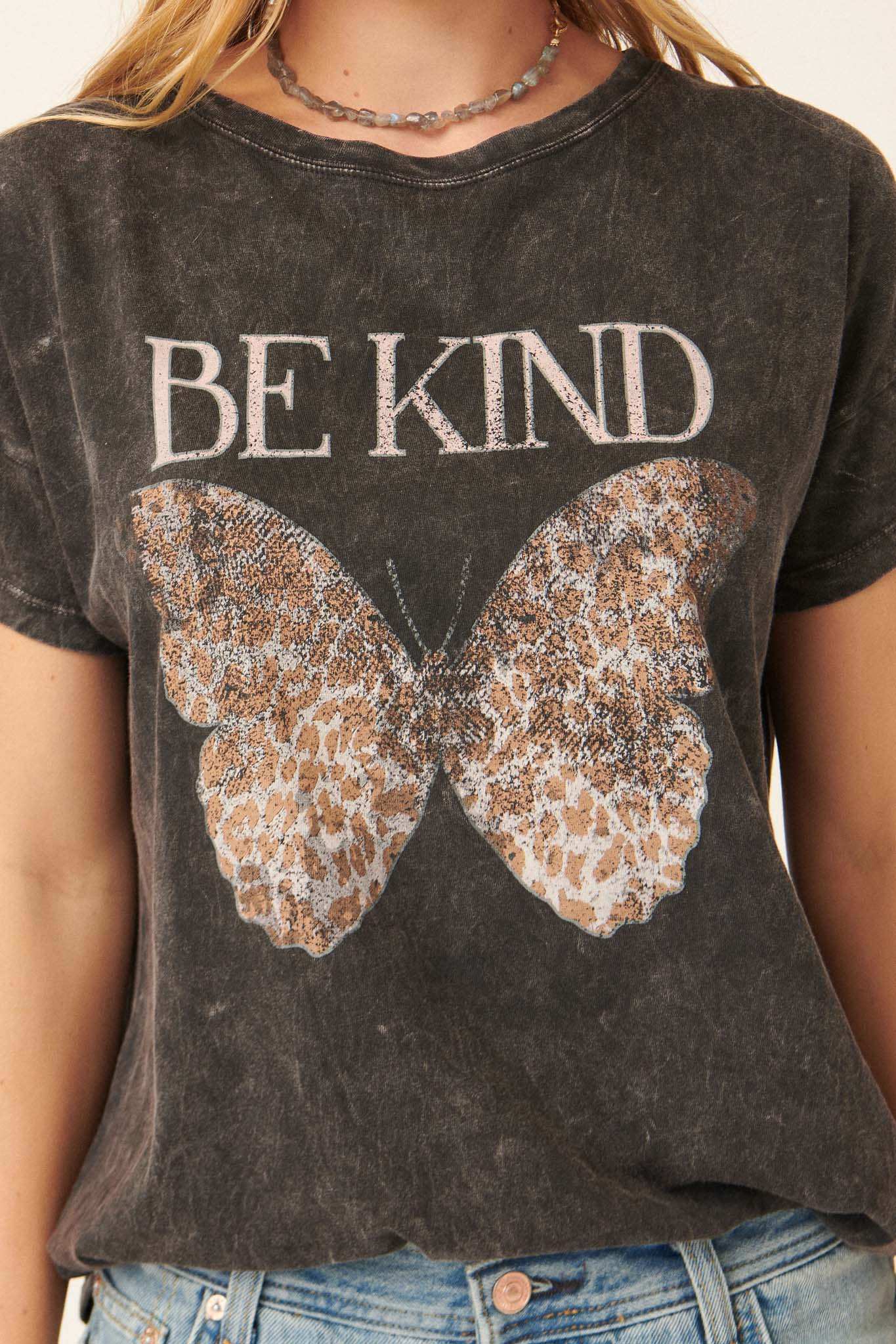Be Kind Butterfly Vintage-Wash Graphic Tee