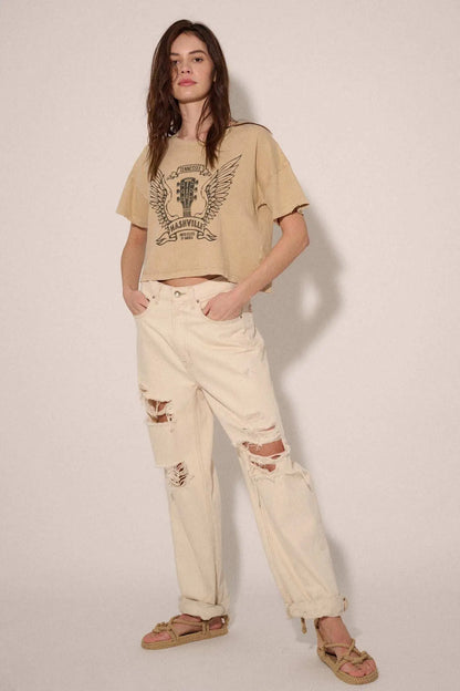 Nashville Angel Wings Guitar Cropped Graphic Tee
