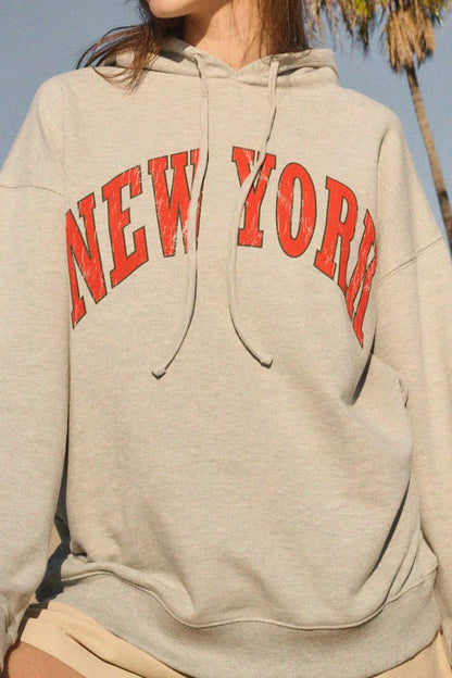 New York Vintage-Print Varsity Graphic Hoodie