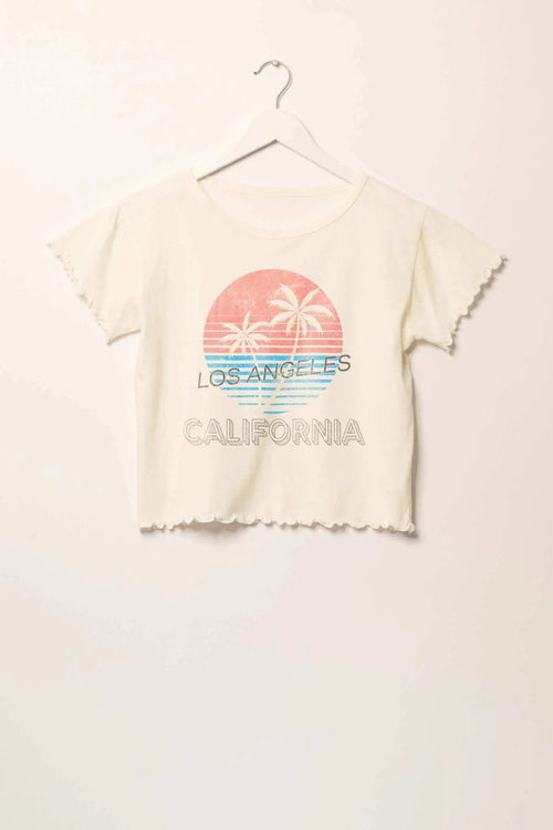 Los Angeles Cropped Lettuce-Edge Graphic Baby Tee