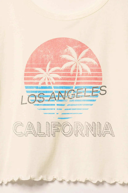 Los Angeles Cropped Lettuce-Edge Graphic Baby Tee