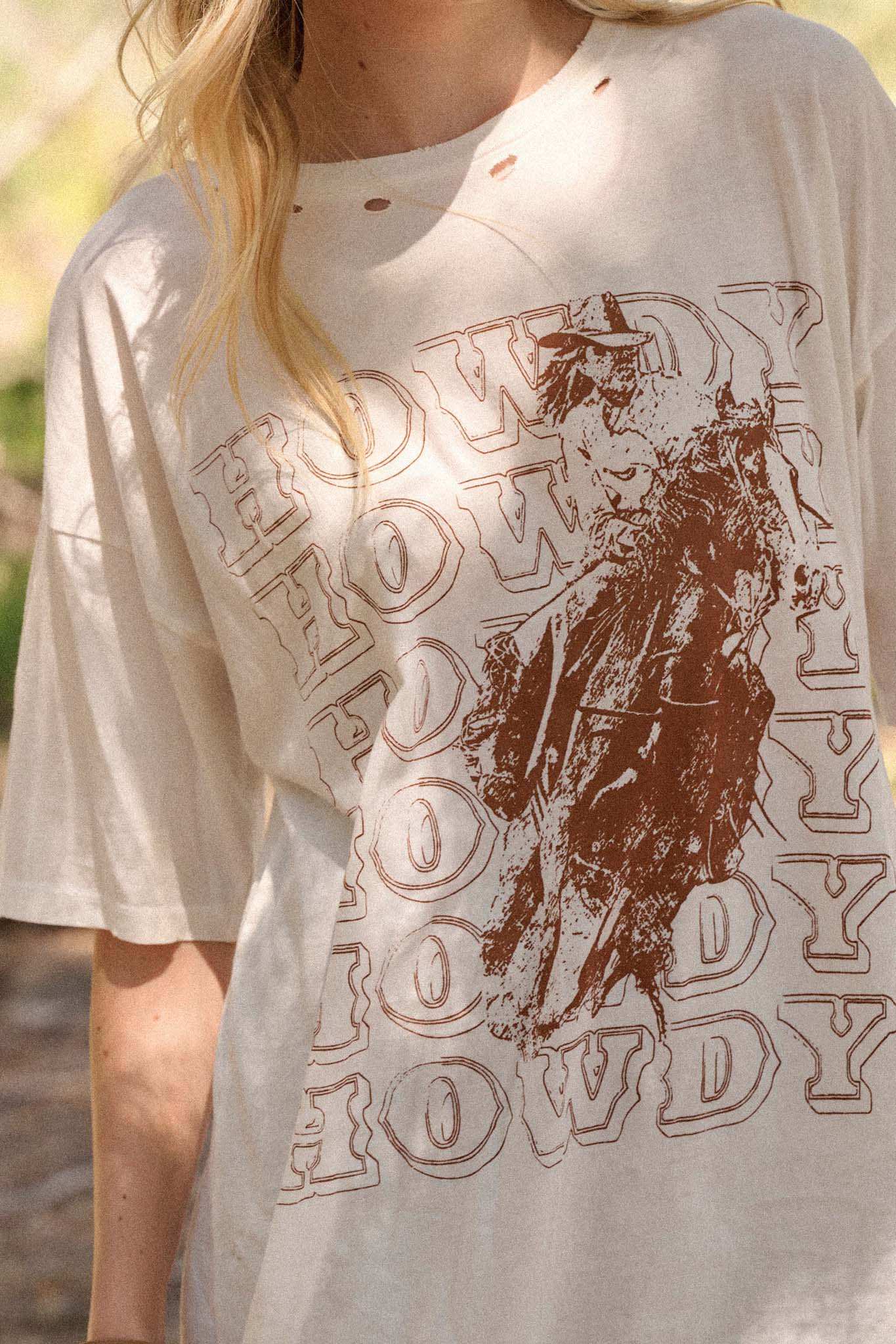 Howdy Rodeo Distressed Oversize Graphic Tee