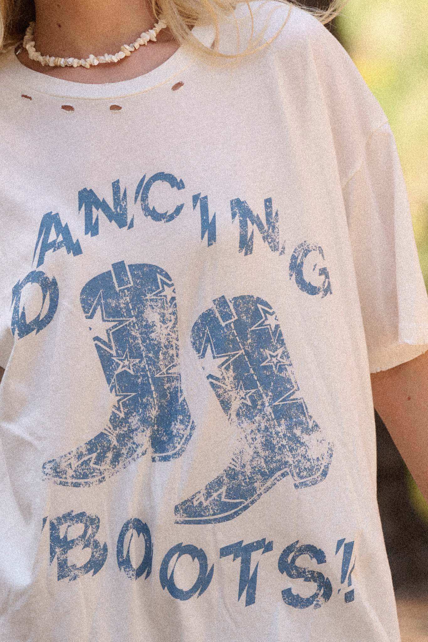 Dancing Boots Distressed Oversize Graphic Tee