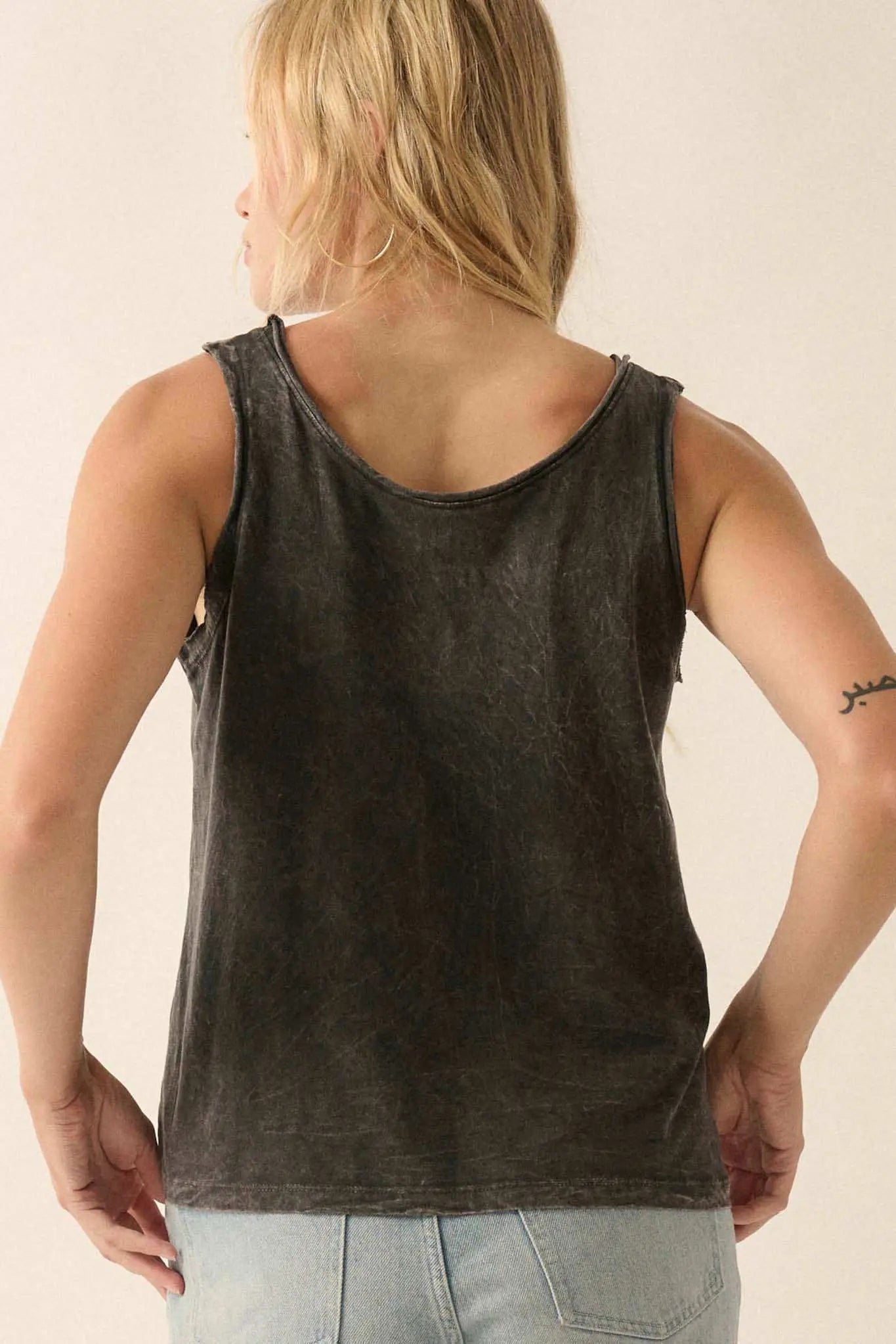 Raise a Glass Raw-Edge Graphic Tank Top