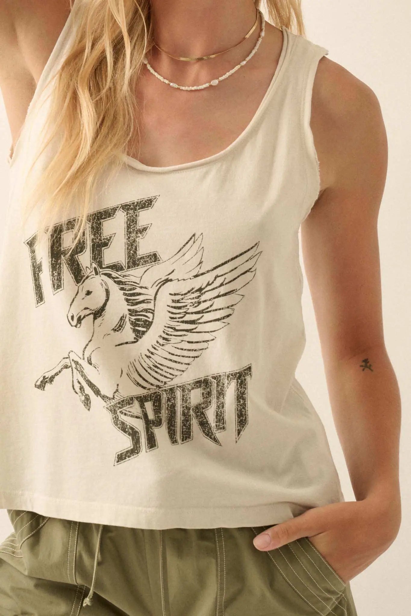 Free Spirit Pegasus Raw-Edge Graphic Tank Top