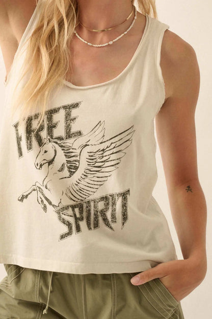 Free Spirit Pegasus Raw-Edge Graphic Tank Top