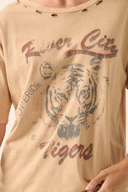 River City Tigers Distressed Oversize Graphic Tee