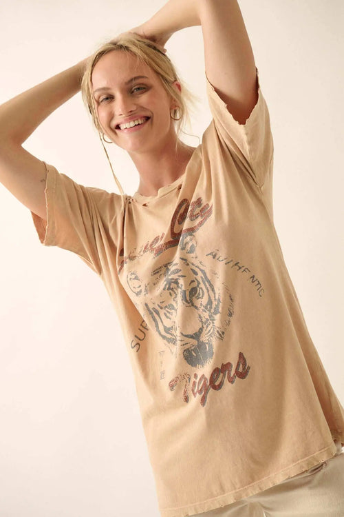 River City Tigers Distressed Oversize Graphic Tee