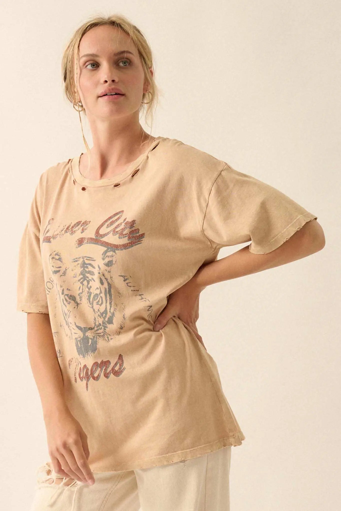 River City Tigers Distressed Oversize Graphic Tee