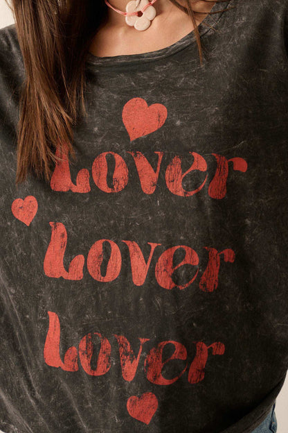 Lover Vintage-Print Long-Sleeve Graphic Tee