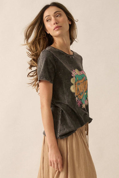 Lover Vintage-Wash Floral Graphic Tee