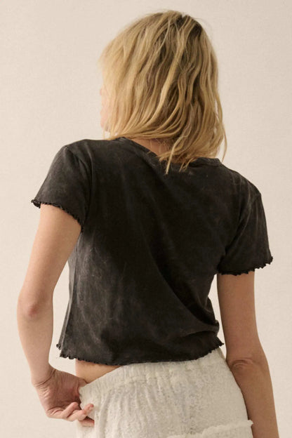 Lucious Lips Cropped Lettuce-Edge Graphic Baby Tee