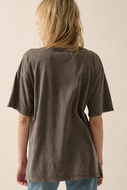 Lovely Leopard Distressed Oversize Graphic Tee