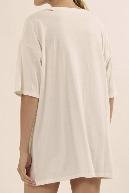 Lovely Leopard Distressed Oversize Graphic Tee