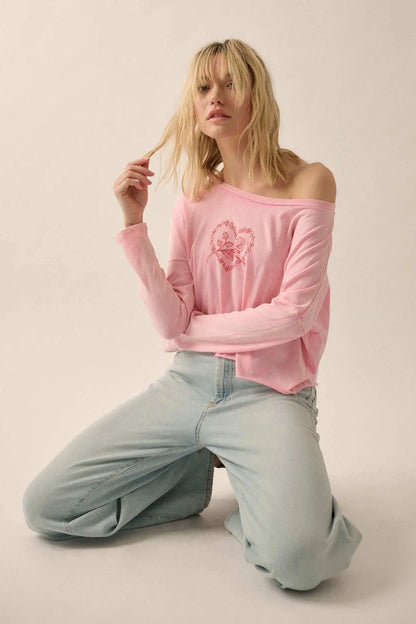 Romantic Roses Cropped Long-Sleeve Graphic Tee