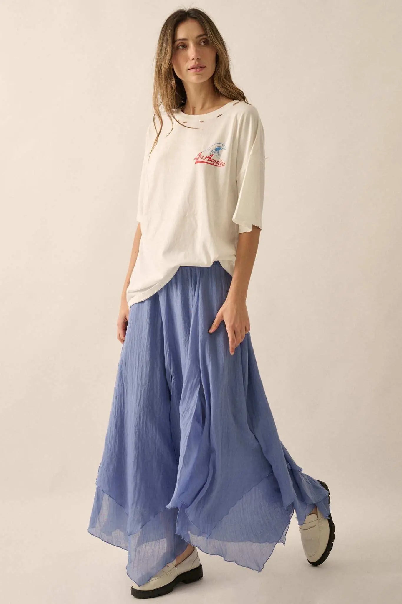 Los Angeles Music Distressed Oversize Graphic Tee