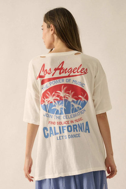 Los Angeles Music Distressed Oversize Graphic Tee